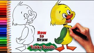 How to Draw Yakky Doodle  Duck drawing  Easy drawing step by step [upl. by Ecinahs]