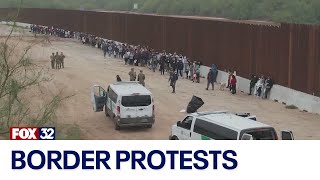 US border protests planned amid migrant surge [upl. by Codding]