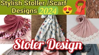 Stylish Stroller Scarf Design For Girls 😍2024 New Stylish hejab Design Ideas 🧣 Beautiful Scarf [upl. by Nomelc484]