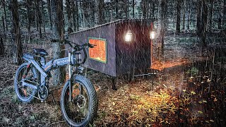 THUNDERSTORM IN A BIKE CAMPER with my Dog [upl. by Xirdnek51]