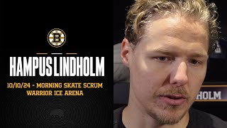 Hampus Lindholm Speaks with Media Ahead of Home Opener [upl. by Ivek]