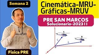 Solucionario Pre San Marcos Cinemática MRUgráficas  semana 2 [upl. by Novad]