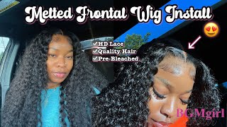 DETAILED HD 24 INCH WATER WAVE MIDDLE PART FRONTAL WIG INSTALL DRAMATIC BABY HAIR FtBGMGIRL HAIR 💗 [upl. by Erdnaid]