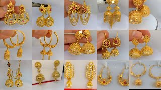 Gold earrings designs new model 2023  Gold Earrings designs  Glorious Jewelry [upl. by Enohsal]