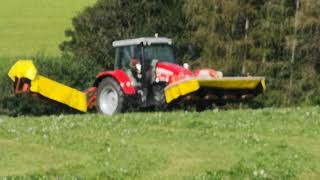 Mähen mit Massey ferguson 5709 pöttinger eurocat 311 und pöttinger novacat 262 [upl. by Athallia202]