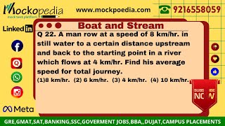 Q22A man row at a speed of 8 kmhr in still water to a certain distance upstream and back to the [upl. by Adnofal]