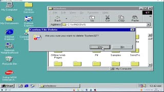 Deleting System 32 from windows 98 [upl. by Nebeur821]