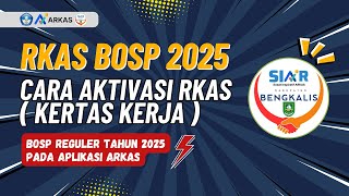 RKAS BOSP 2025  CARA AKTIVASI RKAS KERTAS KERJA BOSP REGULER TAHUN 2025 PADA APLIKASI ARKAS [upl. by Tonry]