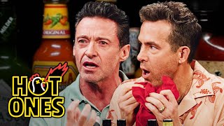 Ryan Reynolds and Hugh Jackman Go Claws Out While Eating Spicy Wings  Hot Ones [upl. by Eixirt]