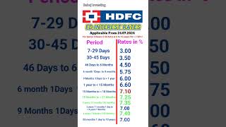 HDFC Bank FD interest rates 2024  FD interest rates in HDFC [upl. by Yonita]