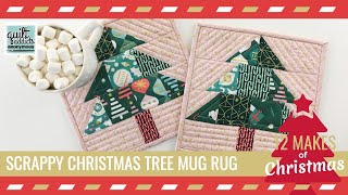 Scrappy Christmas Tree Mug Rug FREE Pattern  12 Makes of Christmas [upl. by Sivatco]