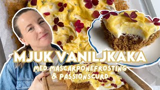 Passionscurd mascarpone och vaniljkaka  kan det bli bättre Utan vitt mjöl eller vitt socker [upl. by Nolrac29]