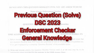 Solve answer key for Enforcement Checker  Meghalaya DSC  General Knowledge 2023 [upl. by Bernete688]