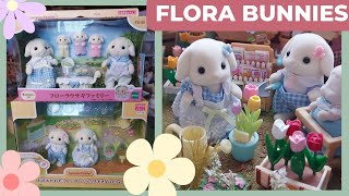 Sylvanian Families Flora Rabbit Family amp Flower Care Set Unboxing 🌷 New from Japan Calico Critters [upl. by Laflam]