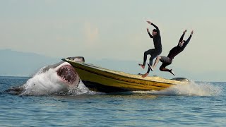 Shark Attack on Fishing Boat 5  A Great White Shark Attack short Movie [upl. by Gnat]