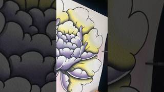 Lavender Peony Painting Timelapse shorts paintingprocess flowerpainting tattooflash shortsart [upl. by Arvo998]