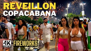 🇧🇷 COPACABANA NEW YEARS EVE CELEBRATION 4K ⁶⁰  RIO DE JANEIRO BRAZIL REVEILLON [upl. by Carver]