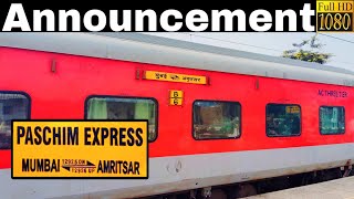 Announcement of Mumbai Central  Amritsar Paschim Express at Panipat Junction [upl. by Ellemac443]