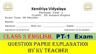 PT 1 Question Paper KV  Class 3 English [upl. by Harbert]