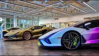 EPIC LAMBORGHINI LINEUP  SIAN CENTENARIO COUNTACH ESSENZA AVENTADOR  Lamborghini MIAMI [upl. by Ring]