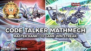 75 Win Rate Code Talker Mathmech Deck DiamondMaster Season 25  YuGiOh Master Duel [upl. by Artimed]