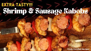 Grilled Cajun Shrimp and Sausage Kabobs  Super Delicious and Easy to Make [upl. by Chrotoem]