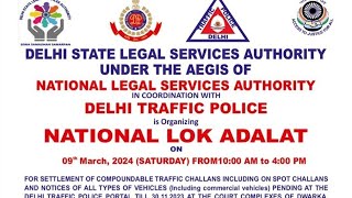 Lok Adalat 2024 Appointment Delhi traffic challan [upl. by Eelyrehc]