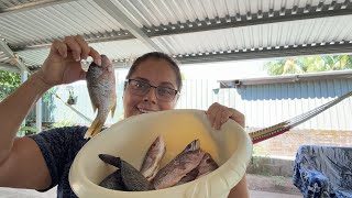 Pescado frito y ensalada con arroz [upl. by Haldi]