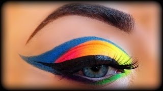 Neon Rainbow Makeup Tutorial inspired by Vintageortacky [upl. by Mahau]