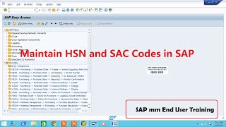 Maintain HSN and SAC Codes in SAP [upl. by Naesyar]