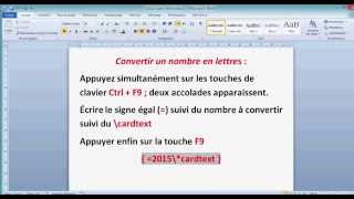 Convertir un nombre écrit en chiffre en texte dans Word [upl. by Tamanaha438]