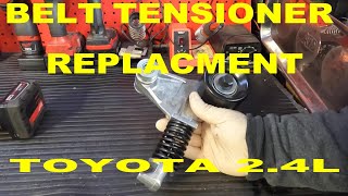 CUSTOMER STATES KNOCKING NOISE FROM ENGINE HOW TO REPLACE A BELT TENSIONER ON A TOYOTA [upl. by Auot122]