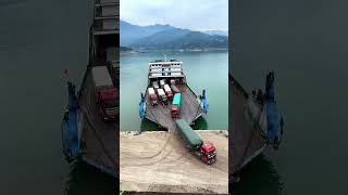 A roro ship is disembarking a fully loaded ferry is leaving to cross the river Safety is the [upl. by Low]