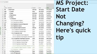 MS Project Reason why Start Date doesnt change on updating predecessor duration [upl. by Almeta]