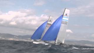 Nacra 17 European Championship Barcelona  day 2 strong wind [upl. by Socha472]