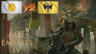 PUNISHING EARLY GREED  Japanese vs Holy Roman Empire  Age of Empires 4 [upl. by Ardnasxela]