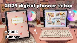 my digital planner setup 2024 💗✨  FREE planner  iPad digital planning plan with me [upl. by Atiek]