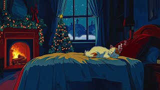 Oldies Bedroom Atmosphere with a Fireplace and Snowy Window View – Natural Sleep Sounds [upl. by Utimer]