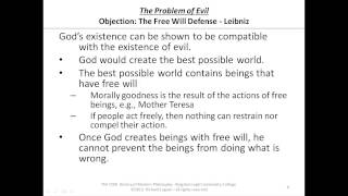 1906 The Problem of Evil  Leibniz amp The Free Wll Defense [upl. by Einnahpets918]