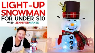 DIY LightUp Snowman for Under 10  Dollar Tree Christmas DIY Craft [upl. by Marylou]