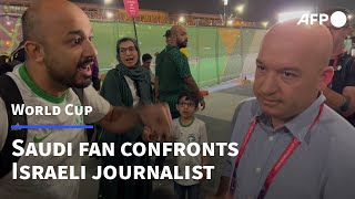 Saudi fan confronts Israeli reporter at World Cup in Qatar  AFP [upl. by Ridgley785]