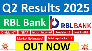 RBL BANK Q2 results 2025  RBL BANK results today  RBL BANK Share News  RBL BANK Share latest news [upl. by Ecneps]