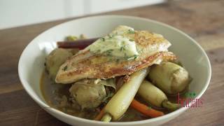 Pan Seared Grouper with LemonChive Butter and Barigoule [upl. by Guenna591]