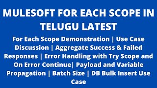 MuleSoft in Telugu  For Each Scope Demonstration  Error Handling Payload and Variable Propagation [upl. by Milena]