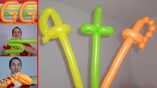 como hacer espadas con globos largos  globoflexia para niños espada con globos paso a paso [upl. by Ion368]