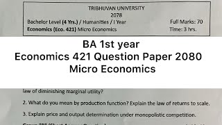 BA 1st year Economics 421 Question Paper  Micro Economics Question Paper BA 1st year Old Question [upl. by Nalyk]