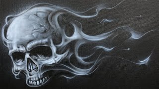 Airbrushing a Skull with Smoke Flames [upl. by Areip903]