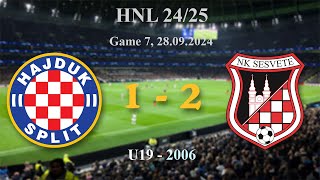 7 2006 U19 Hajduk 12 Sesvete HNL 2425 28092024 croatiafootball hnl [upl. by Erlond43]