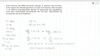 Sistema Masa Resorte Aplicacion  Ecuaciones Diferenciales [upl. by Esilehc]