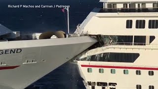 Carnival Glory strikes Carnival Legend in Cozumel Mexico [upl. by Dane]